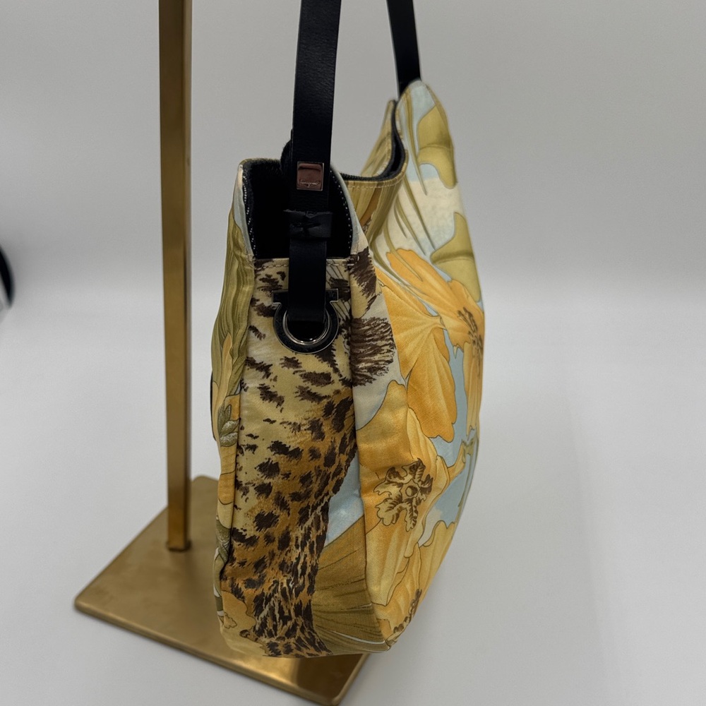 Salvatore Ferragamo Green Floral & Leopard Print Shoulder Bag - Picture 4 of 13